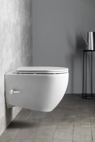 Isvea Isvea, INFINITY CLEANWASH závesná WC misa, integrovaná batéria a bidetová spŕška, Rimless, 36,5x53cm, biela, 10NFS9217I