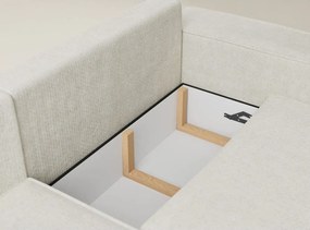 Krémovobiela ženilková rozkladacia/s úložným priestorom rohová pohovka (ľavý roh/do L) Tonga – Maison de Rêve