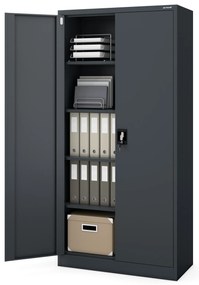 Kovová spisová skriňa JAN 900 x 1850 x 400 mm, antracitová