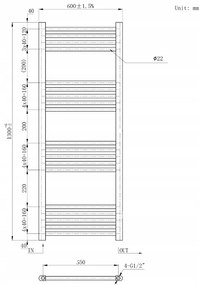 Erga Basic, vykurovacie teleso 1300x600 mm, 591 W, čierna, ERG-LAV-BASIC-13060-BK
