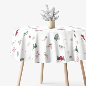 Goldea vianočný okrúhly obrus z pevnej bavlny - české vianoce Ø 120 cm