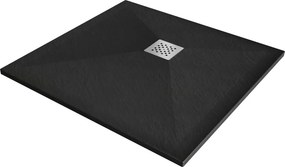 Mexen Stone+ kompozitová štvorcová sprchová vanička 100 x 100 cm, čierna - 44701010