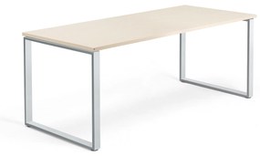 Kancelársky pracovný stôl QBUS, O-rám, 1800x800 mm, breza/strieborná