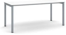 Stôl PRIMO SQUARE so sivostriebornou podnožou 1800 x 800 x 750 mm, biela
