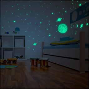 Sada nástenných detských svietiacich samolepiek Ambiance Moon Stars and Planet
