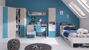 Nábytok do študentskej izby Legimi I, Farby: biely / dub + modrý