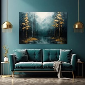 Moderný umelecký obraz Zlaté dotyky lesa - PREMIUM ART