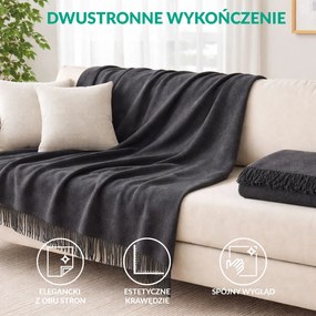 BAVLNENÁ DEKA BAT 150X200 CM ANTRACITOVÁ