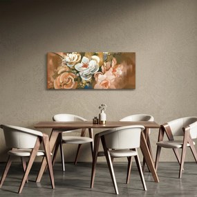 Obraz - Maľovaná kytica kvetov (120x50 cm)