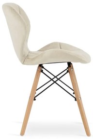 Set troch jedálenských stoličiek LAGO zamat - béžová (hnedé nohy) 3ks