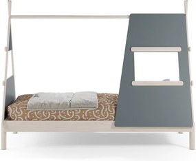 Sivozelená domčeková detská posteľ z borovicového dreva s roštom 90x200 cm Enola – Marckeric