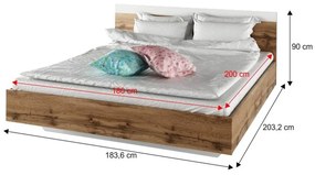 Tempo Kondela Spálňový komplet (posteľ 180x200 cm), dub wotan/biela, GABRIELA NEW