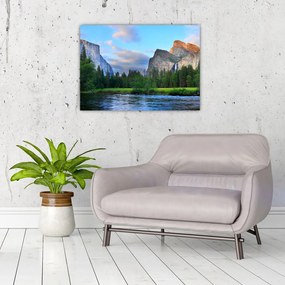 Sklenený obraz divokej horskej krajiny (70x50 cm)