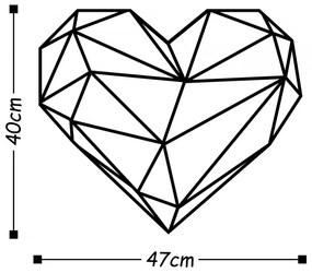 Nástenná kovová dekorácia Srdce 47x40 cm čierna