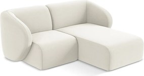 Béžová zamatová rohová pohovka (pravý roh/s leňoškou) Lani – Makamii