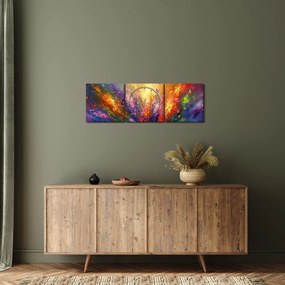 Obraz - Abstrakcia kvetov (s hodinami) (90x30 cm)