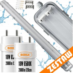 SADA Hermetické svietidlo s reflektorom 120cm 36W 5760lm 6500K + 2x LED žiarivky