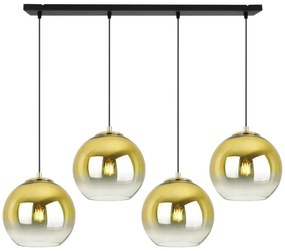 Závesné svietidlo Bergen Gold, 4x zlaté/transparentné sklenené tienidlo (fi 20cm)