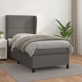 Boxspring posteľ s matracom sivá 80x200 cm umelá koža 3128941