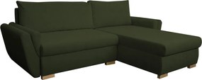 Rohová sedačka Helvetius, tmavo zelená látka