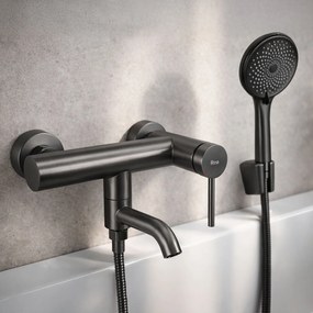 Rea Clif, nástenná vaňová batéria s ručnou sprchovou súpravou, grafitová, REA-B4324