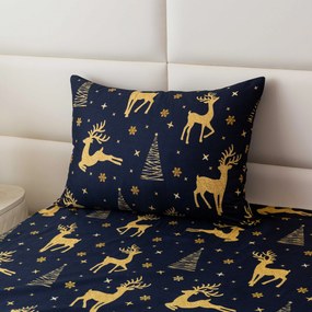 Obliečky z mikrovlákna GOLDEN DEER tmavomodré Rozmer obliečky: 2 ks 70 x 90 cm | 200 x 220 cm