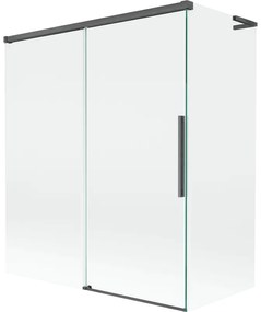 Mexen Rox, L posuvná 2-krídlová vaňová zástena 140 + 70 x 150 cm, 8mm číre sklo, brúsený grafit profil, 8C9L-140-070-66-00