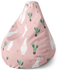 Sablio Sedací vak Pear Lama a kaktusy - 70 x 95 x 15 cm