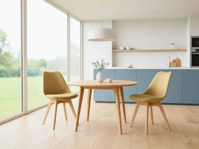 AKCIA Béžová stolička BALI MARK s bukovými nohami II. akosť