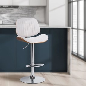 Barová stolička Clawson - látka, chróm rám - orech/krém