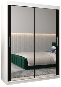 Šatníková skriňa 150 cm Toki 3 (Biela matná + Čierna matná). Akcia -20%. Vlastná spoľahlivá doprava až k Vám domov. 1065070