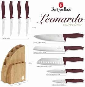 BerlingerHaus Súprava nožov s bambusovým stojanom Leonardo, 10 ks