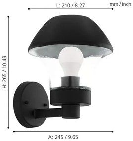 Eglo 33567 - LED stmievateľné vonkajšie nástenné svietidlo VERLUCCA-C 1xE27/9W/230V IP44
