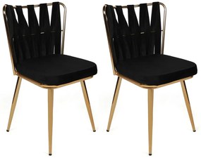Súprava jedálenských stoličiek Kusakli Black and Gold, 4 ks, 4 ks
