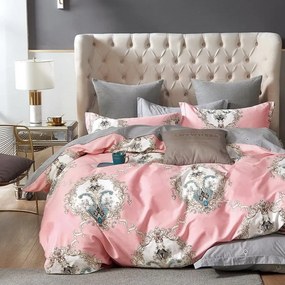 Ružové obojstranné posteľné obliečky 4 časti: 1ks 160 cmx200 + 2ks 70 cmx80 + plachta