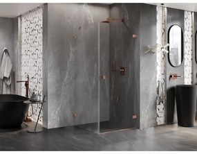 Mexen Lunar-B, pravostranný výklopný sprchový kút 80 x 80 cm, 8mm číre sklo, profil medená matná, 832-080-080-65-00-P