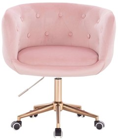 LuxuryForm DESIGN Kreslo MONTANA VELUR na zlaté podstave s kolieskami - ružové