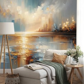 Tapeta abstraktná mestská krajina v teplých tónoch