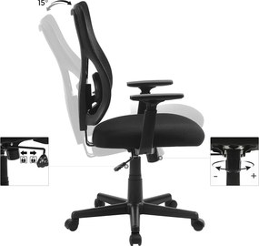 Ergonomická kancelárska stolička, otočná stolička, čierna