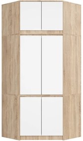 Rohová skriňa s nadstavcom S100 dub sonoma / biela