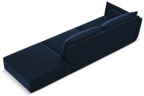 Tmavomodrá zamatová pohovka ľavý roh 264 cm Vanda – Mazzini Sofas