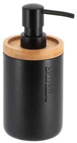 Dávkovač mydla Loudis, čierna/s drevenými prvkami, 280 ml