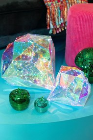 Kúzelná LED dekorácia v tvare diamantu Dúhová strieborná J-line – 25*25*30 cm