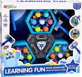 LEAN Toys Obratnostná hra Whack-A-Mole s postavičkami pre 3 hráčov, 3 režimy, svietiace kladivká