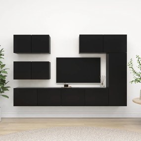6-dielna súprava TV skriniek čierna drevotrieska 3078820