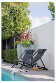 Čierne kovové skladacie záhradné ležadlo Esper - Exotan