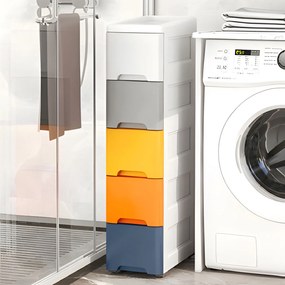 ModernHome detský plastový regál s 5 zásuvkami na kolieskach, bezpečnostné blokády