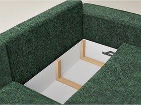 Tmavozelená ženilková rozkladacia/s úložným priestorom rohová pohovka (ľavý roh/do L) Tonga – Maison de Rêve
