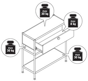 Kovová konzola »CN3 Slim Line« so zásuvkou, hnedosivá