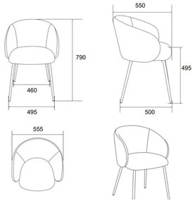 Krémovobiele čalúnené jedálenské kreslá v súprave 2 ks Eleanor – Actona